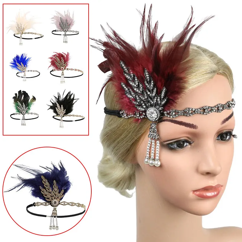 Feather Hair Extension - Women Hairband Headpiece Feather Flapper Headband