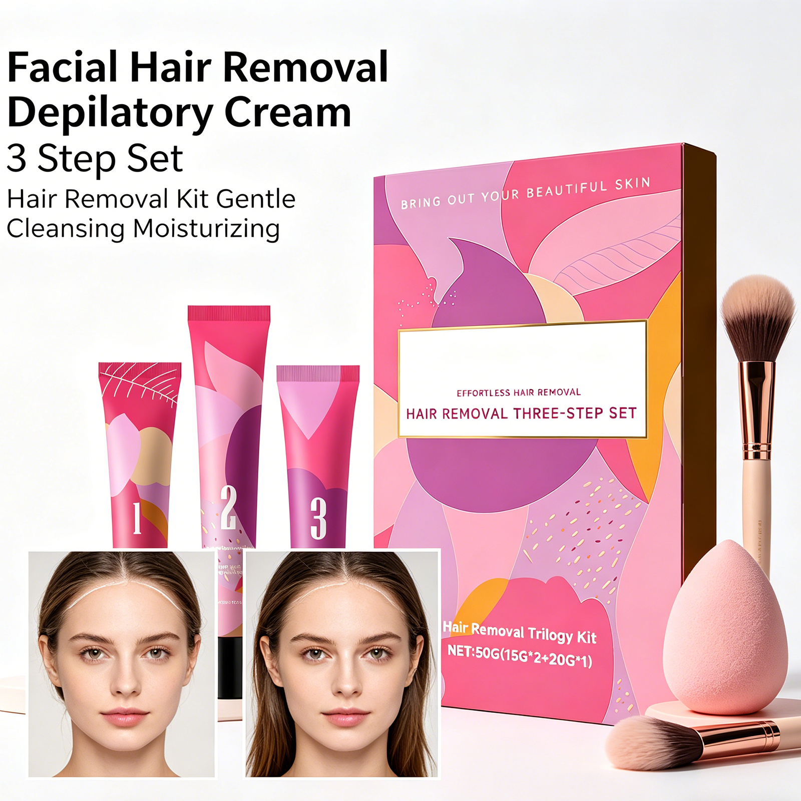 Hair Care Steps - Facial Hair Removal 3-Step Kit Gentle