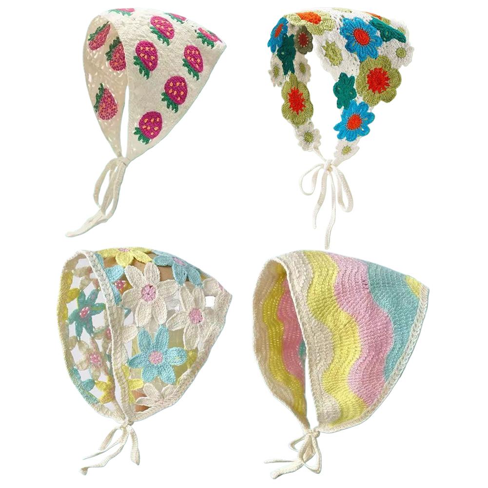Hair Net Invisible - Handmade Crochet Flower Triangle Headband Breathable