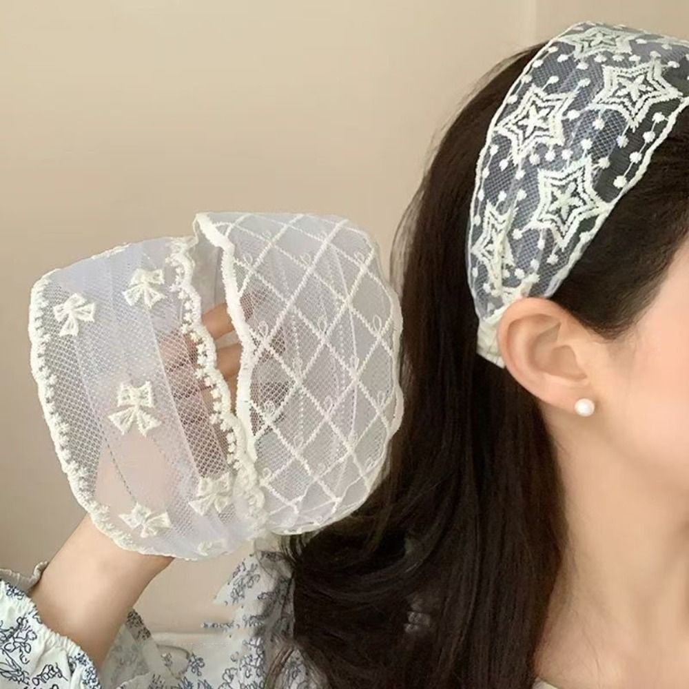 Hair Net Invisible - Temperament Korean Style Embroidery Lace Headband