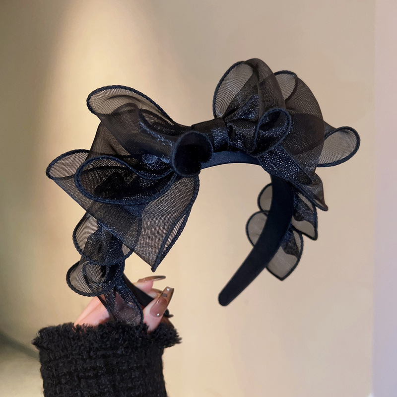 Hair Net Invisible - Fashion Black Mesh Big Bow Headband