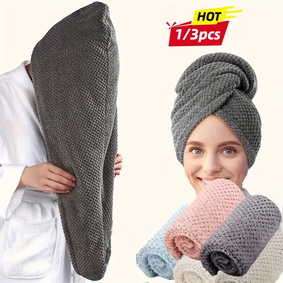 Hair Turban Towel - 1PC Microfiber Hair Turban Towel, Soft