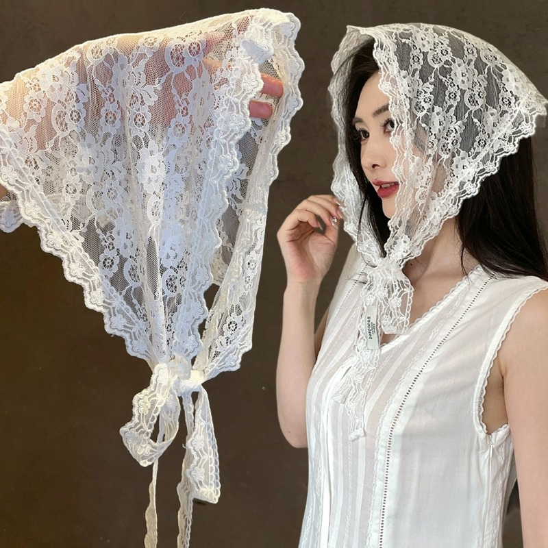 Lace Up Floral Triangle Headsc - Hair Net Invisible review and price