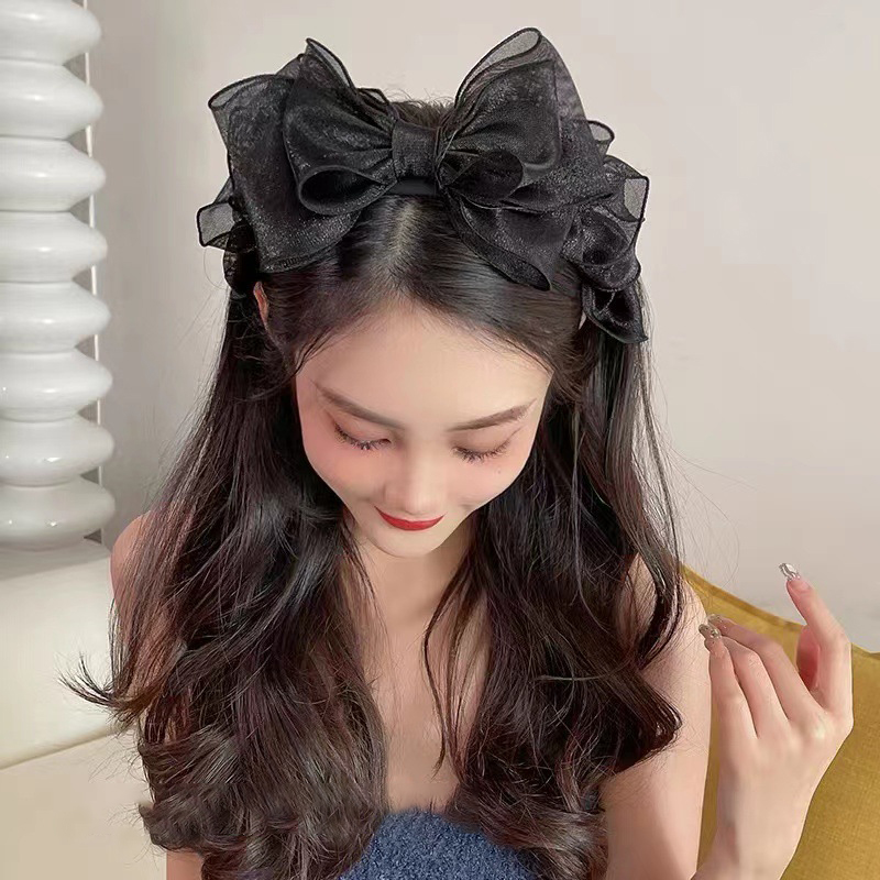Fashion Black Mesh Big Bow Hea - Hair Net Invisible review and price