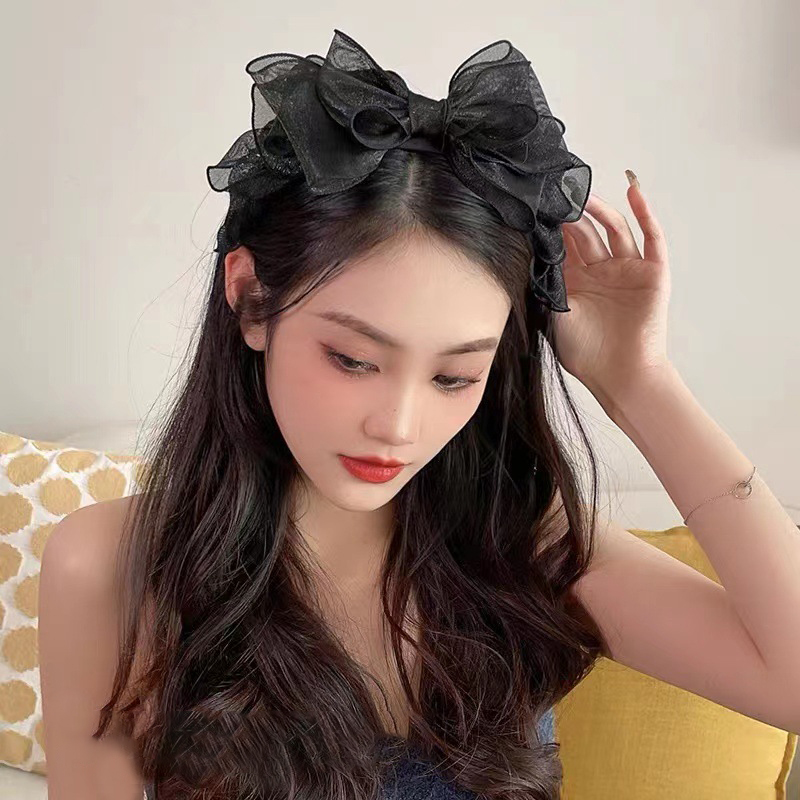 Fashion Black Mesh Big Bow Hea - Hair Net Invisible review and price