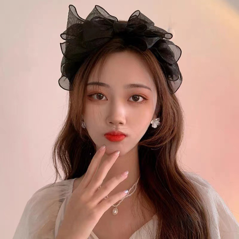 Fashion Black Mesh Big Bow Hea - Hair Net Invisible review and price